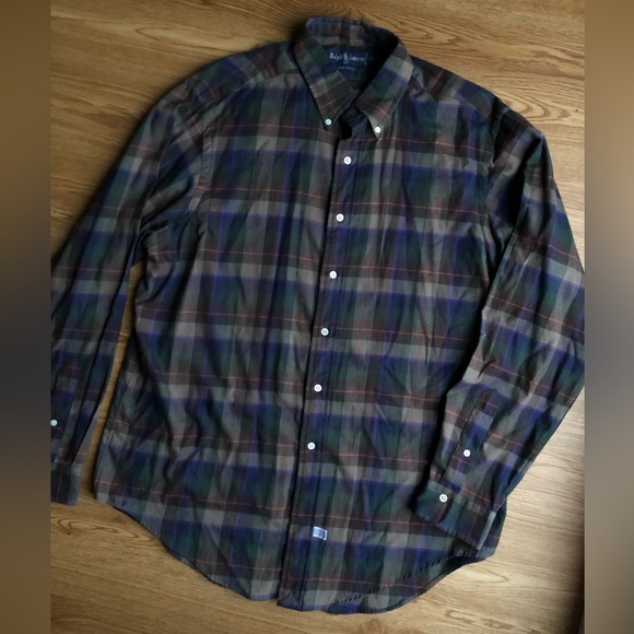 VTG 80s/90s Polo Ralph Lauren Plaid Print Heavy Cotton Flannel Shirt XL - Picture 3 of 12